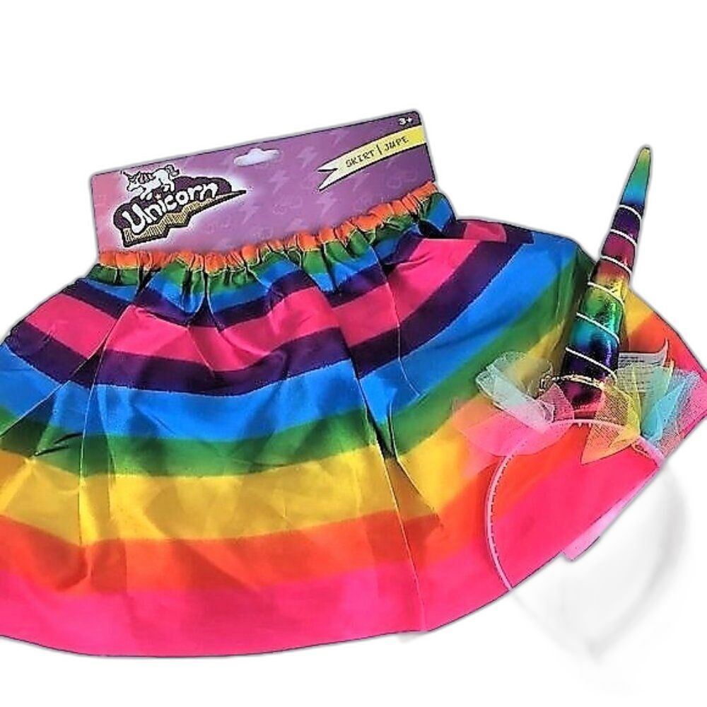 Unicorn Rainbow Tulle Skirt Headband Costume 2pc